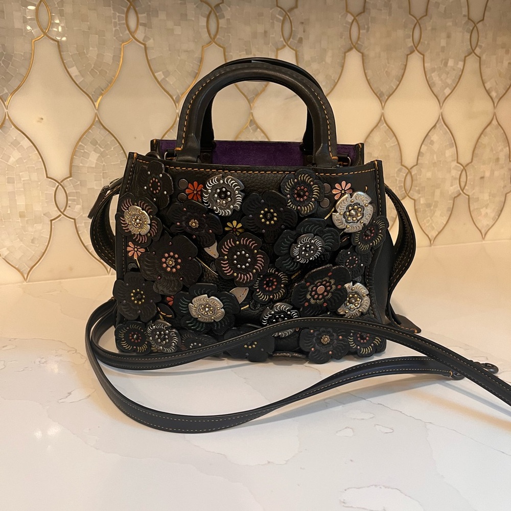 COACH 1941 Tooled Tea Rose, Willow Metal and Leather Rogue. In mint condition.